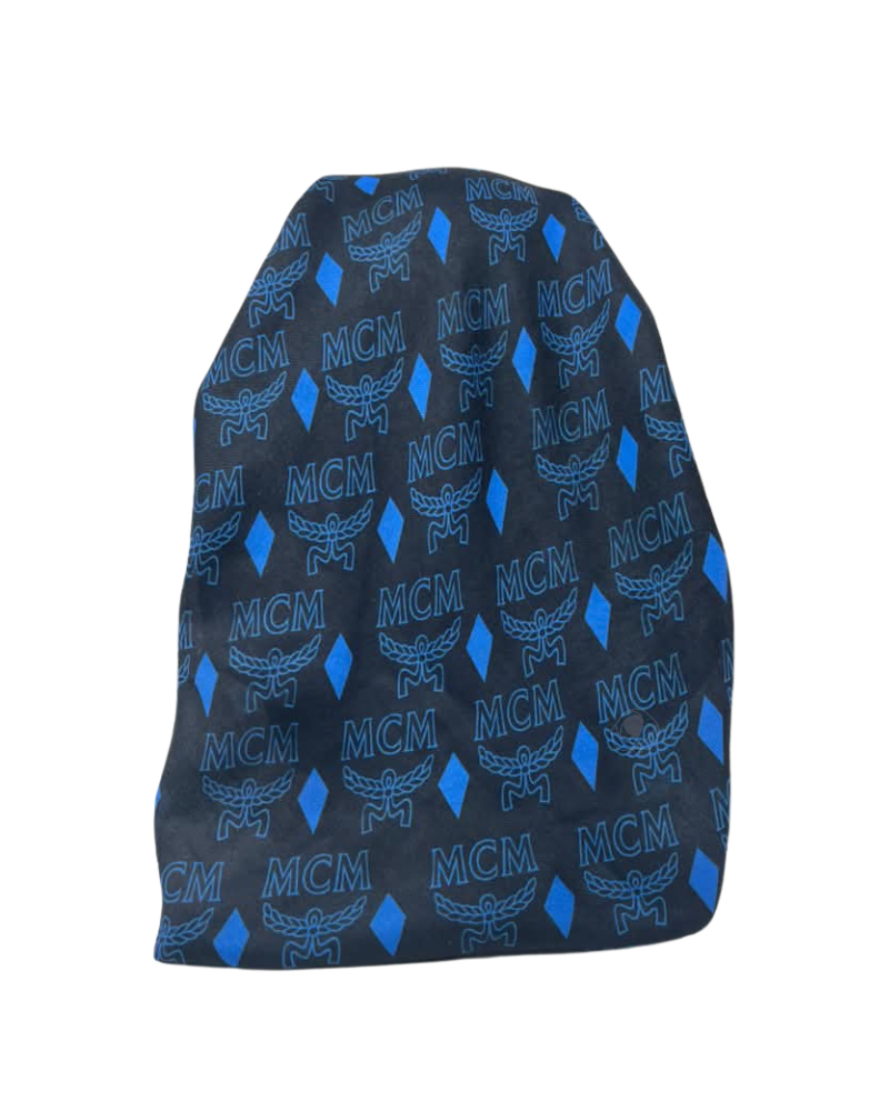 It's Younique Blue/Black MCM Designer Inspired Pre-Tied Open Back Bandanna with Velvet Grip