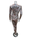 Jackie O'Loungewear Salmon Velvet Printed V Neck Long Sleeve Velour Pajamas Set