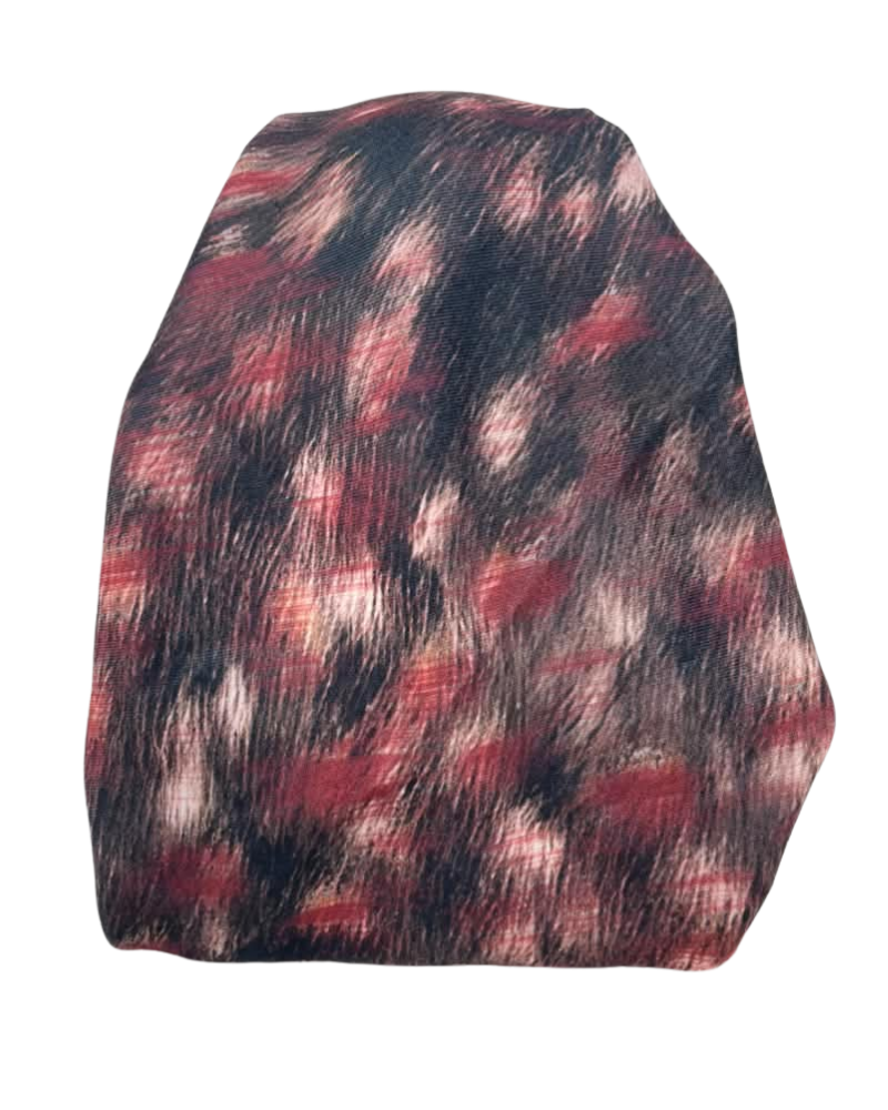 It's Younique Maroon/Cream Animal Print Pre-Tied Open Back Bandanna with Velvet Grip