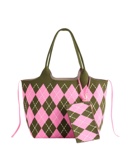 ShiraLeah Pink Robbie Argyle Tote Bag