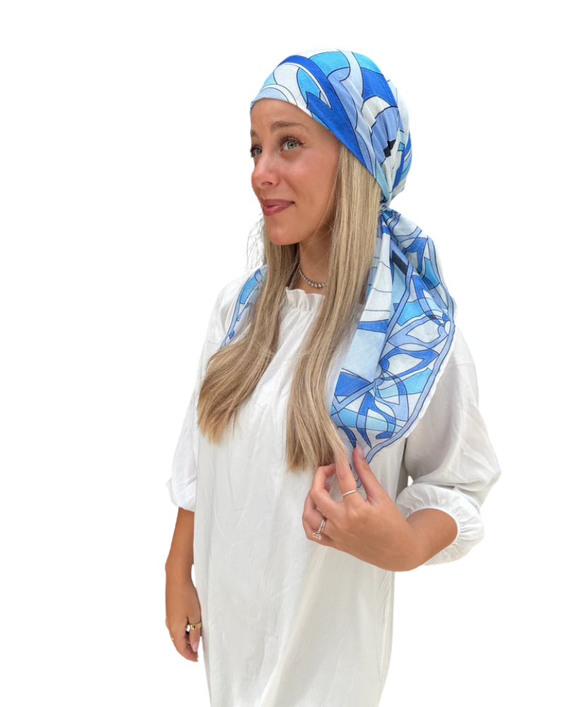 Scarf Bar Inspired Azure Motion Square Scarf with Invisible Grip Myselflingerie.com