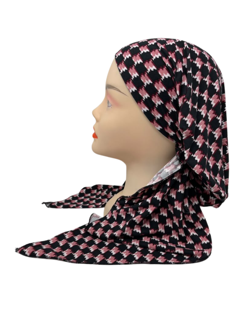 Triple Up Black/Mauve Unlined Pre-Tied Bandanna
