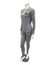 Angelice Grey Teddy with Striped Placket Modal Pajamas Set