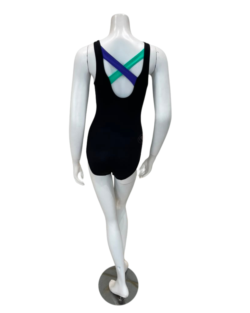 Flamingo Black/Jade/Purple Black Teen Criss Cross One Piece Bathing Suit