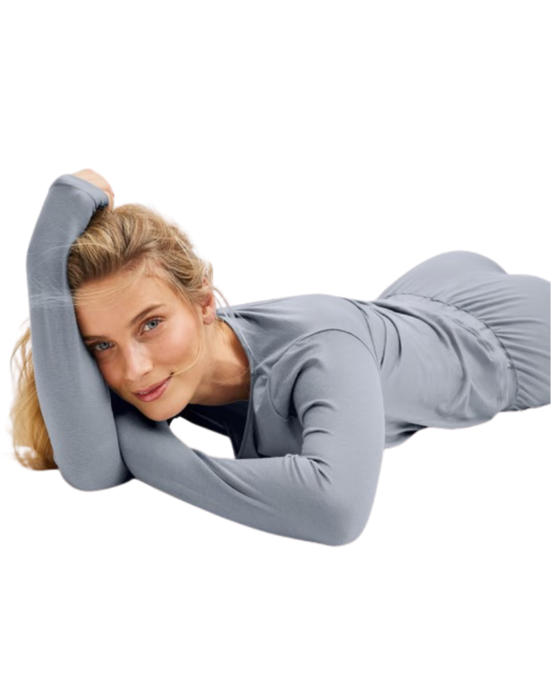 Calida Passat Grey DSW Warming Long Sleeve Top & Long Pants Modal Pajamas Set