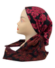 Cherie Burgundy Floral Design Adjustable Closed Back Pre-Tied Bandanna