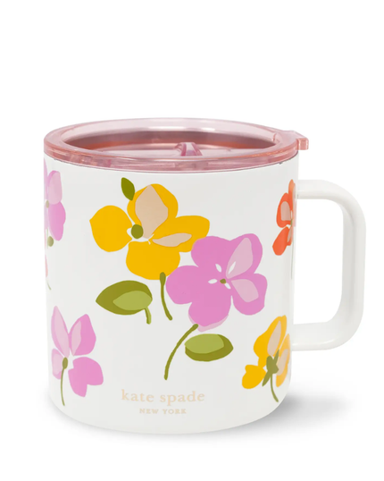 Kate Spade Spring Pansies Stainless Steel Coffee Mug