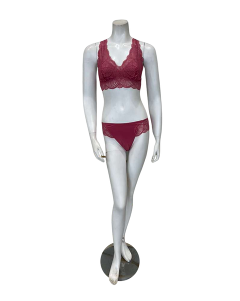 Fleur't 618+650 Lipstick Belle Epoque Lace T-Back Bralette & Panty Set