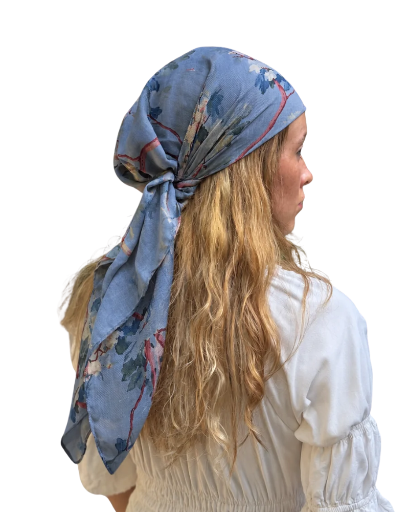 Scarf Bar Blue Willow Square Scarf with Invisible Grip