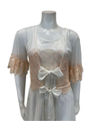 Madeleine Fig Sophia Peach Lace Charmeuse Chemise + Joan Long Robe Set