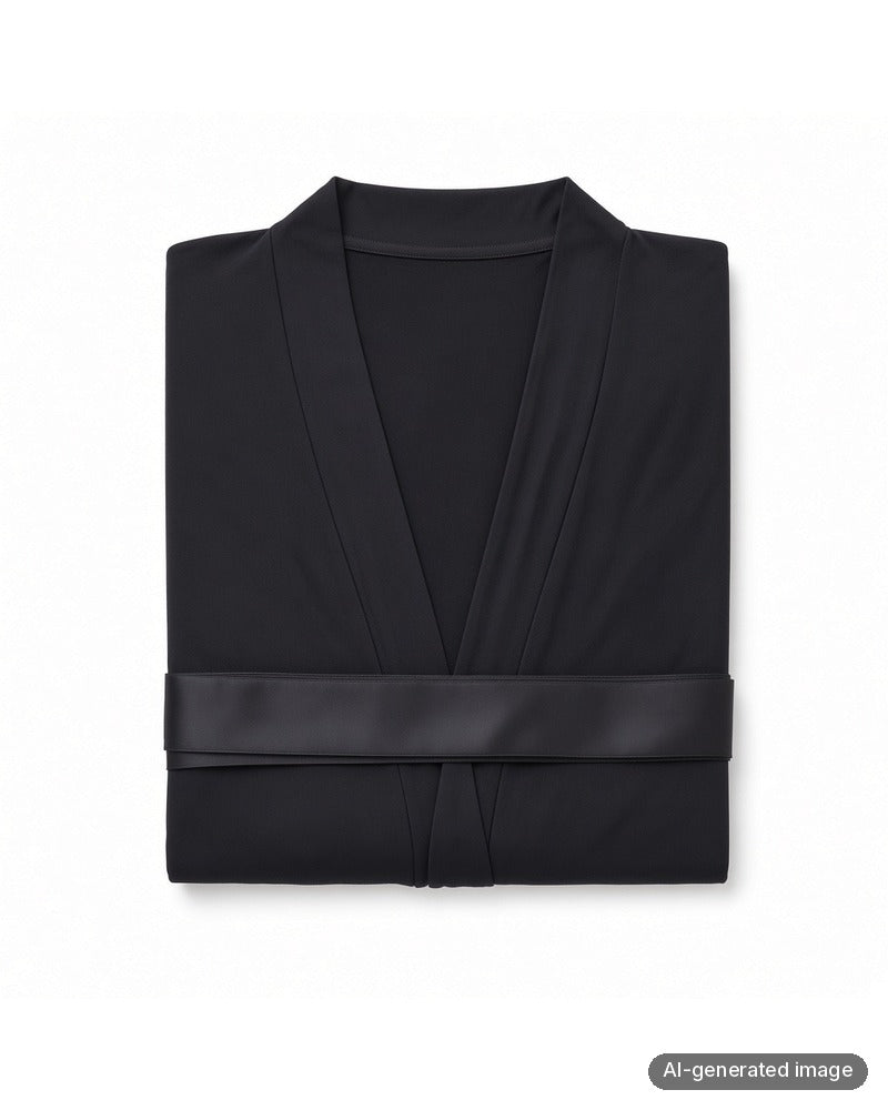 Folded Fleur't Black Modal Long Morning Robe