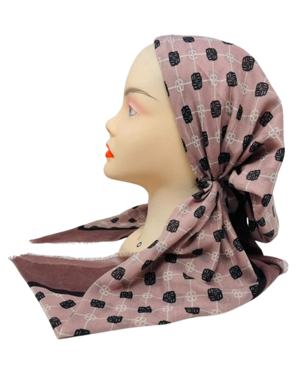 Revaz Black/Mauve LV Print Adjustable Pre-Tied Bandanna with Velvet Grip