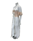 Madeleine Fig Sophia Peach Lace Charmeuse Chemise + Joan Long Robe Set