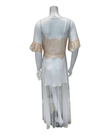 Madeleine Fig Sophia Peach Lace Charmeuse Chemise + Joan Long Robe Set