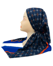 Revaz Navy LV Print Adjustable Pre-Tied Bandanna with Velvet Grip