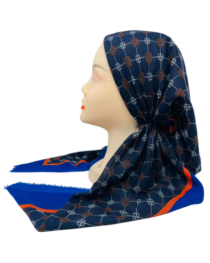 Revaz Navy LV Print Adjustable Pre-Tied Bandanna with Velvet Grip