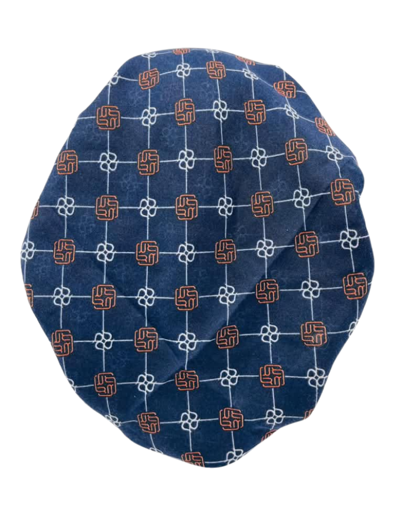 Revaz Navy LV Print Adjustable Pre-Tied Bandanna with Velvet Grip