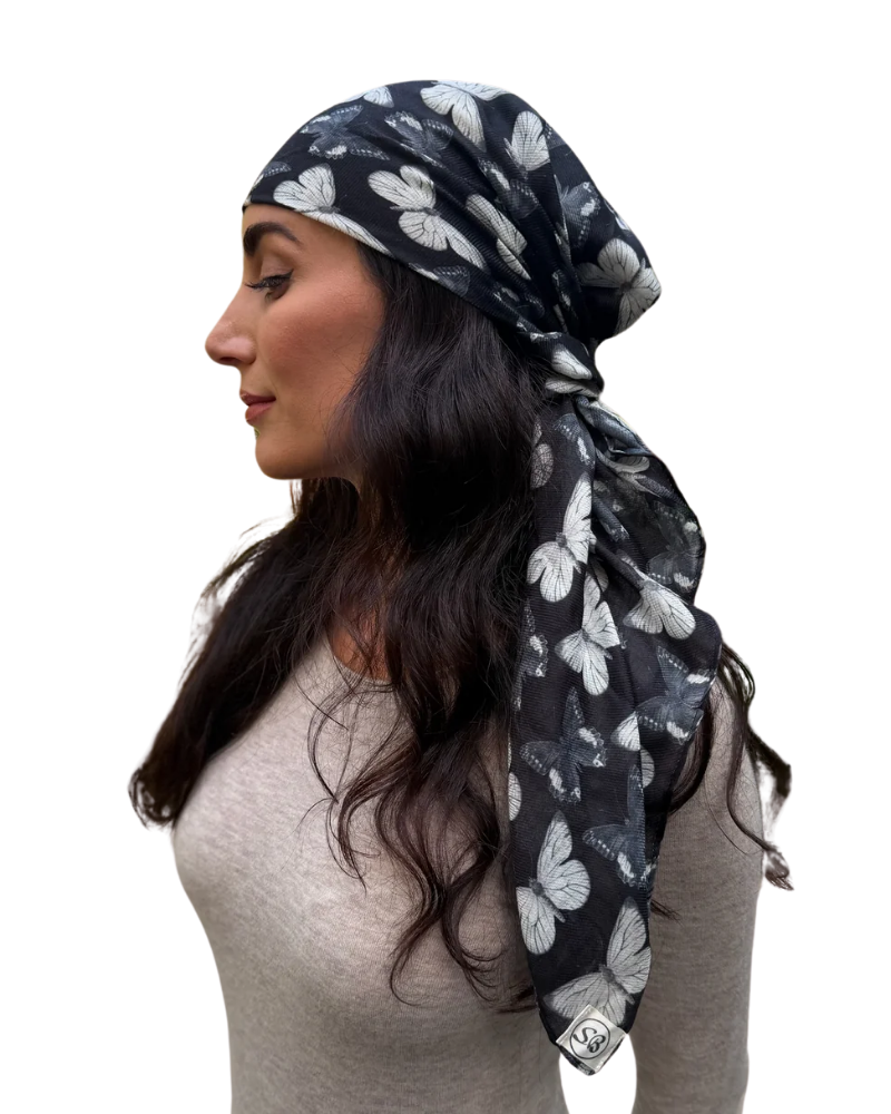 Scarf Bar Butterfly Noir Square Scarf with Invisible Grip