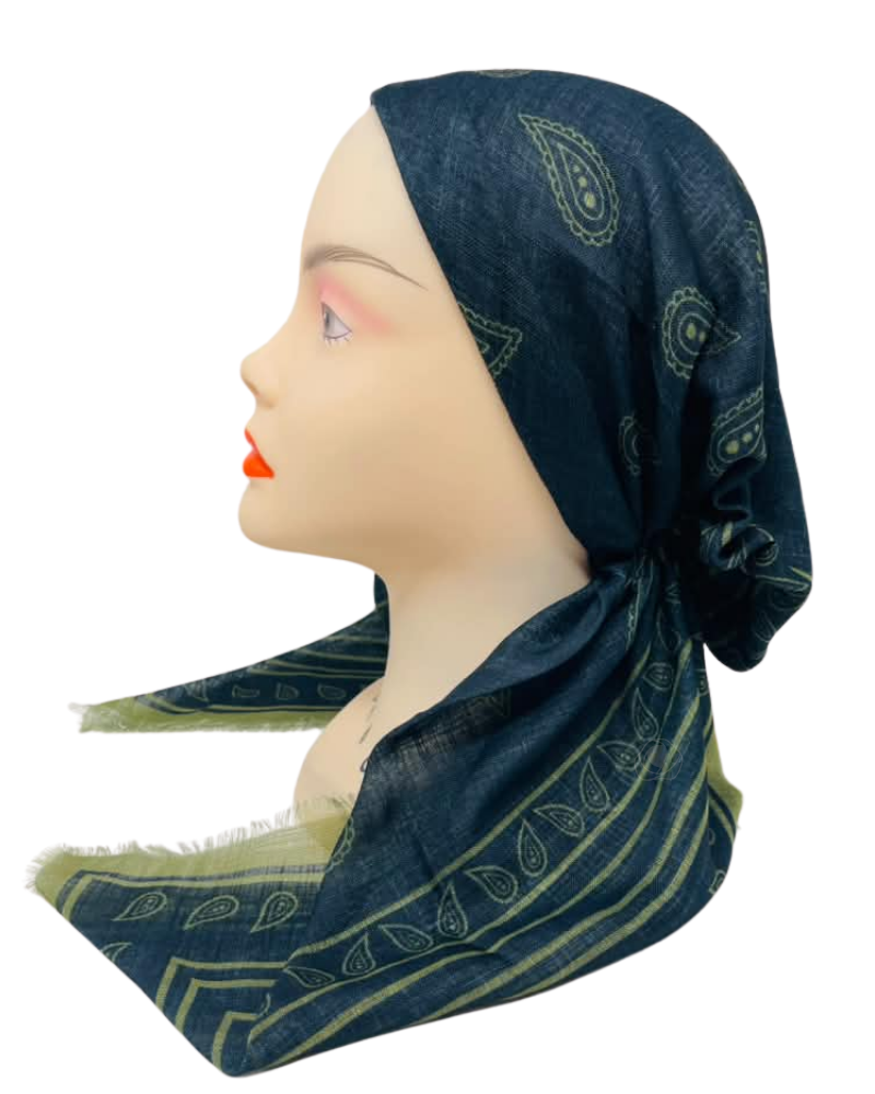 Revaz Black/Olive Paisley Adjustable Pre-Tied Bandanna with Velvet Grip
