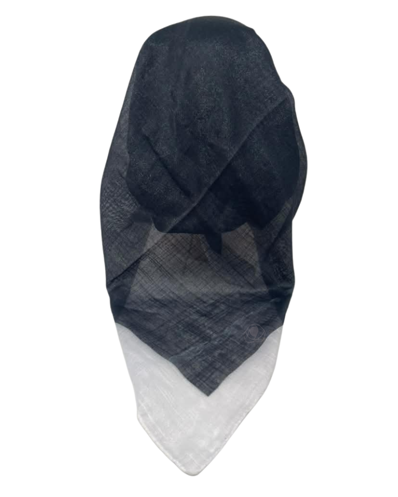 It's Younique OB-SHIM-BLKWT Black/White Border Shimmer Pre-Tied Open Back Bandanna with Velvet Grip