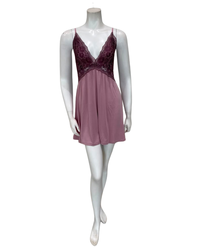 Oh! Zuza Lilac Lace Modal Chemise