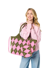 ShiraLeah Pink Robbie Argyle Tote Bag