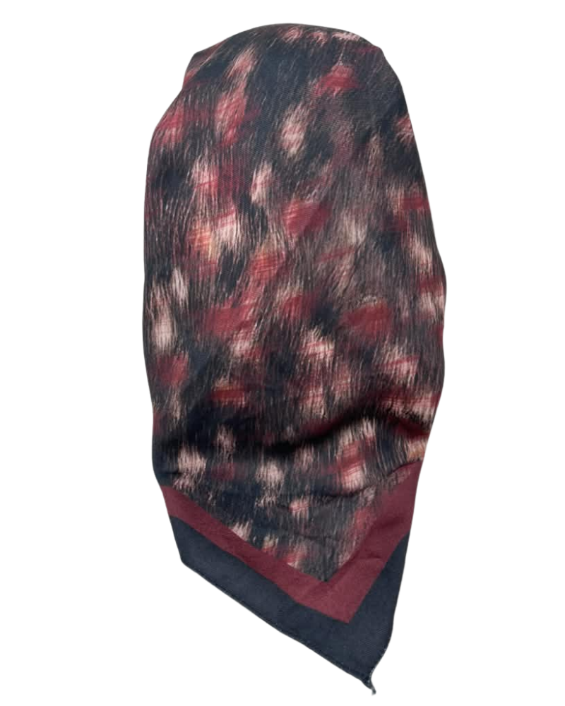 It's Younique Maroon/Cream Animal Print Pre-Tied Open Back Bandanna with Velvet Grip