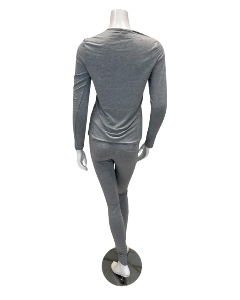 Angelice Grey Teddy with Striped Placket Modal Pajamas Set
