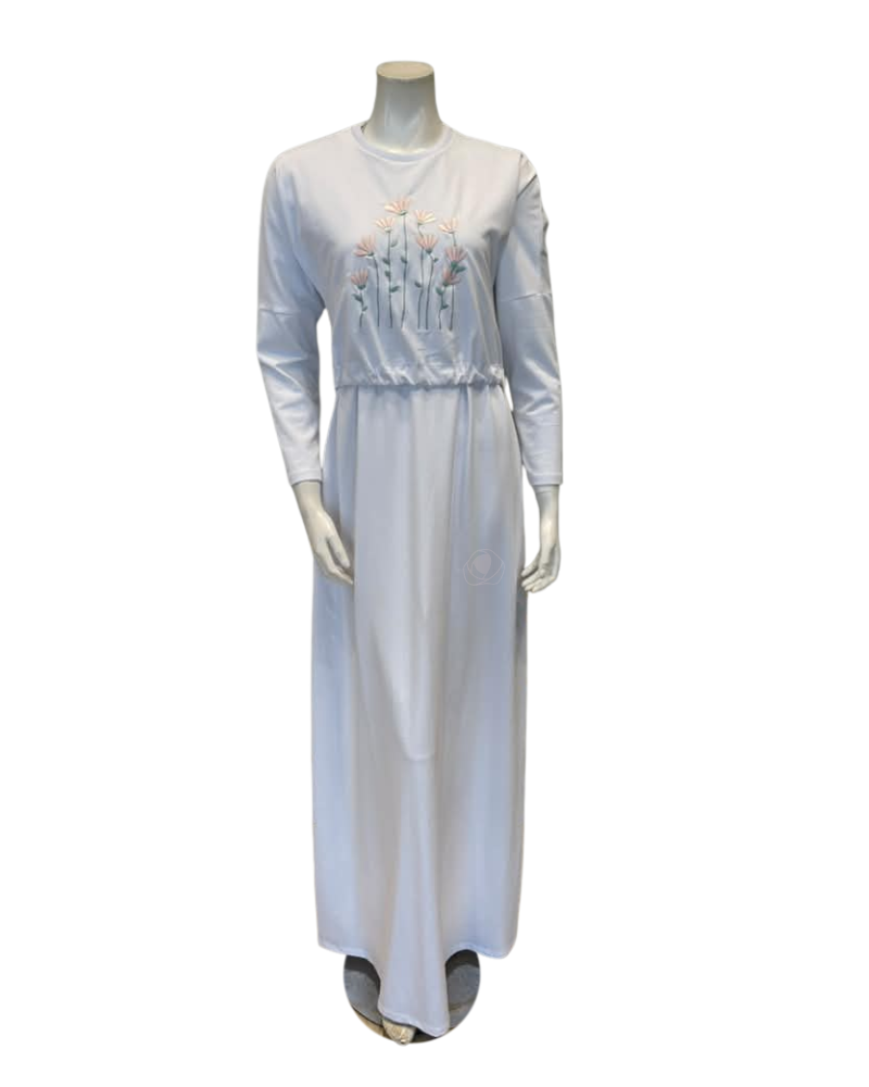 Pen-ky White Embroidered Flowers Cotton Nursing Nightgown