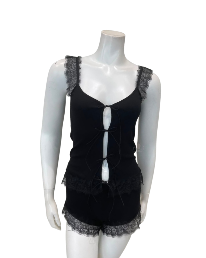 Oh! Zuza Black Lace Cami & Shorts Set