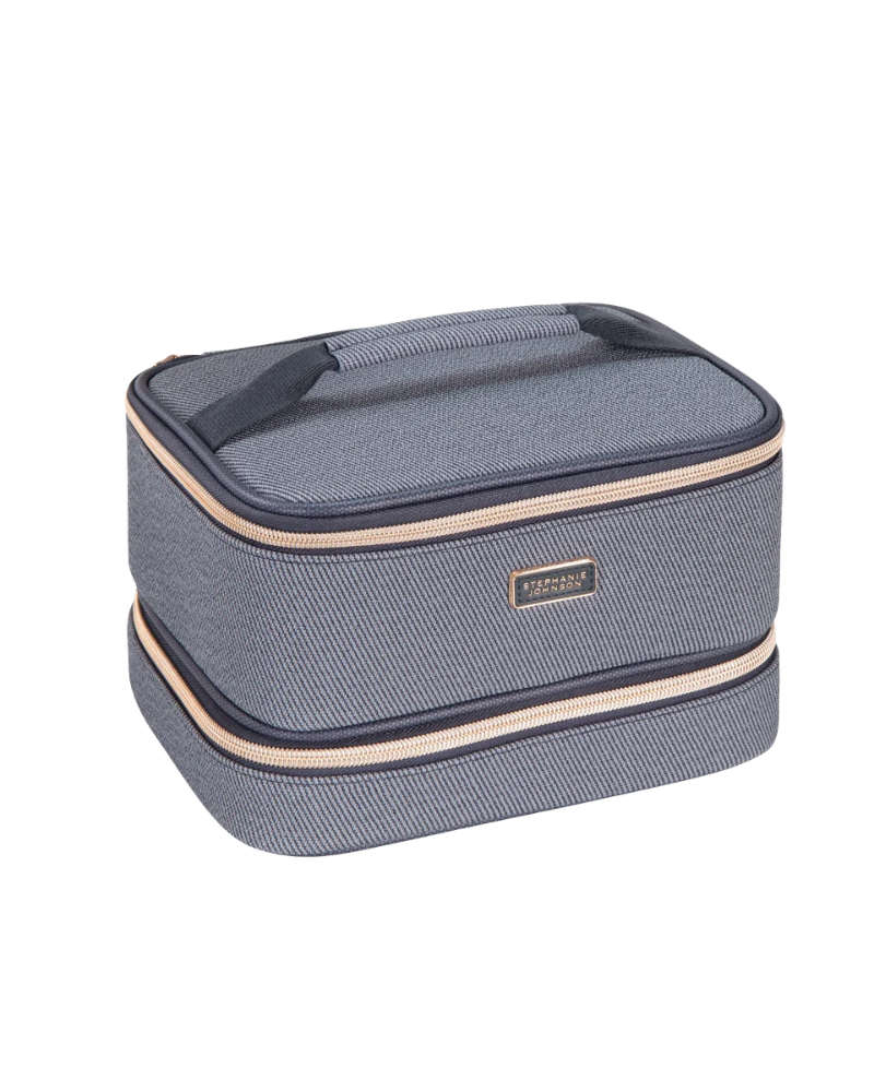 Stephanie Johnson JOD-DNM-JEN Jodhpur Denim Jenny Train Case Toiletry Bag