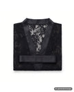 Folded Mapale Black Lace & Satin Plus Size Wrap Robe w/ Matching G-String