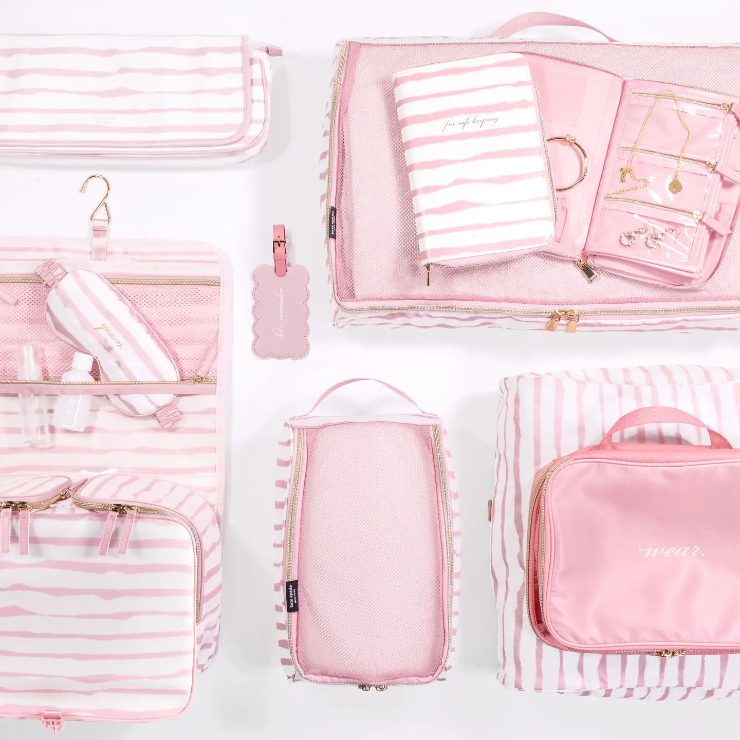 Kate Spade 266018 Goddess Stripe Hanging Toiletry Bag Myselflingerie.com