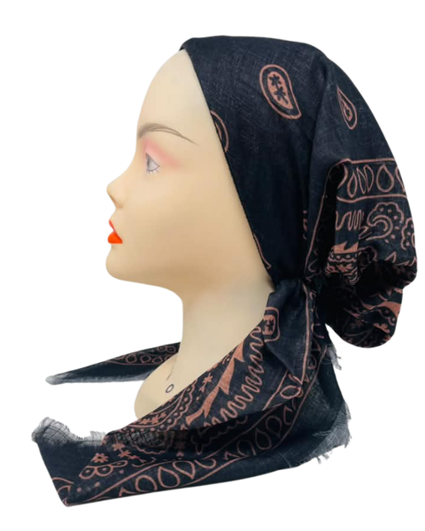 Revaz Brown Bandana Print Adjustable Pre-Tied Bandanna with Velvet Grip