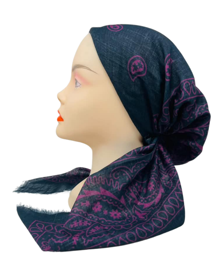 Revaz Black/Burgundy Bandana Print Adjustable Pre-Tied Bandanna with Velvet Grip