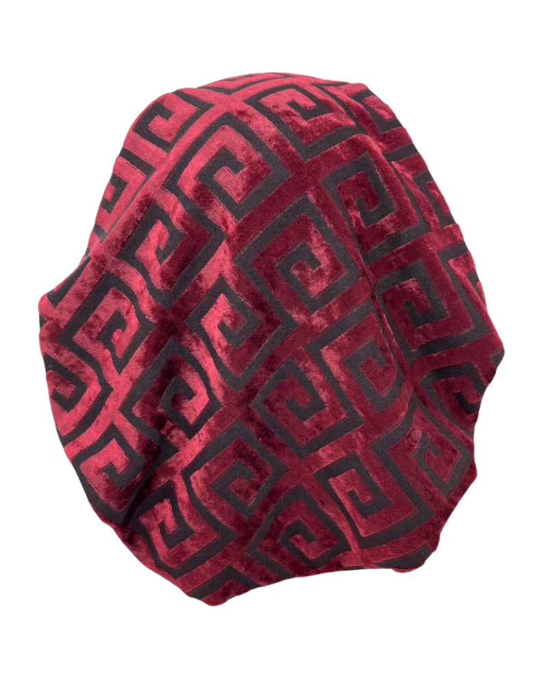 Triple Up Burgundy Velvet Lined Pre-Tied Bandanna