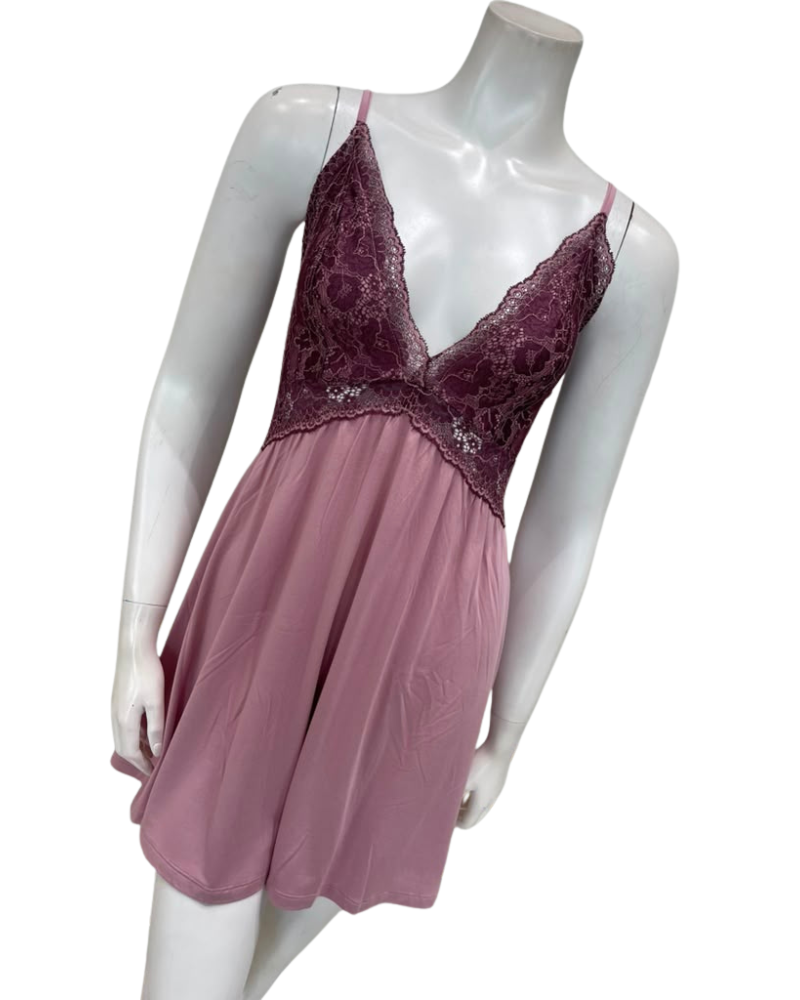Oh! Zuza Lilac Lace Modal Chemise