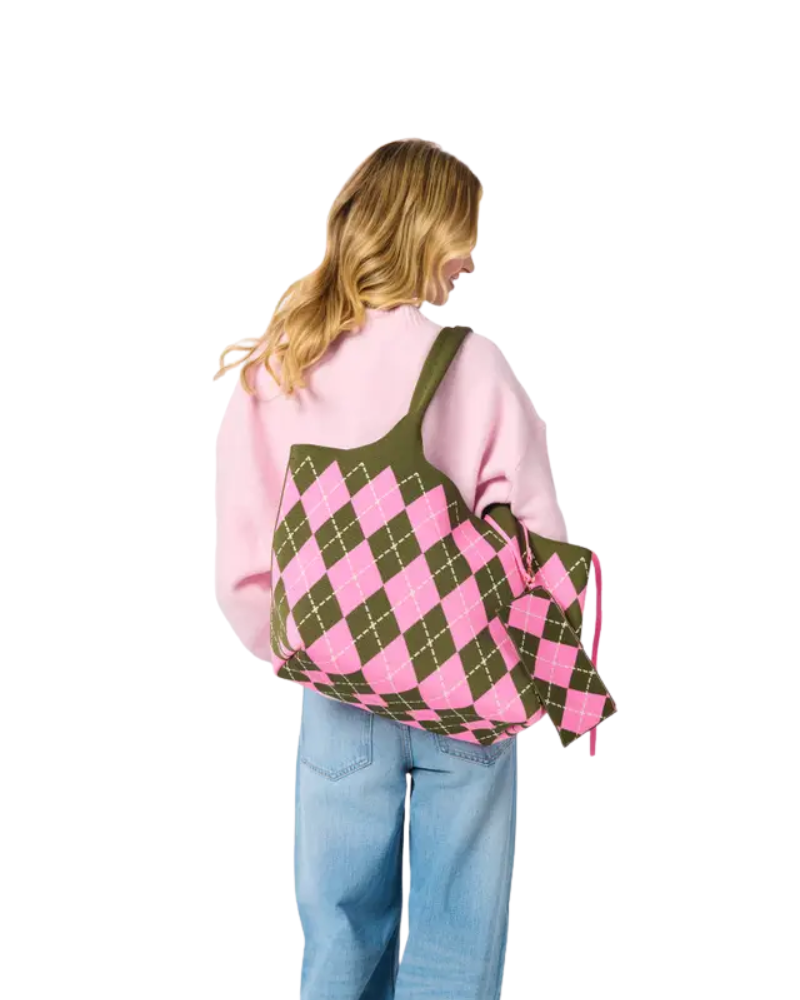 ShiraLeah Pink Robbie Argyle Tote Bag