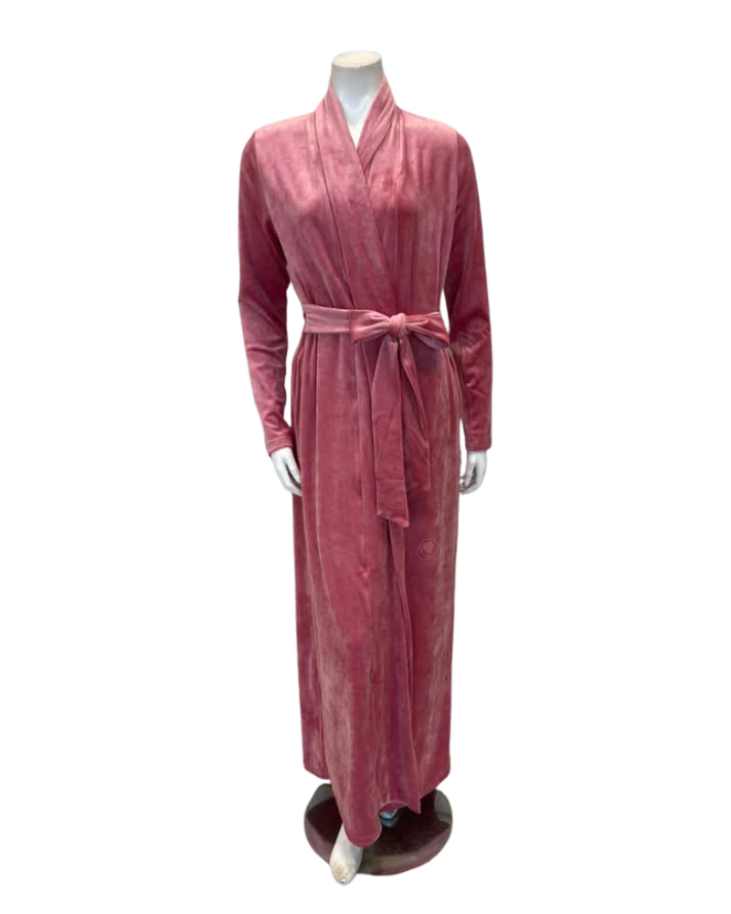 Pen-ky Mauve Pink Crushed Velvet Morning Robe Wrap