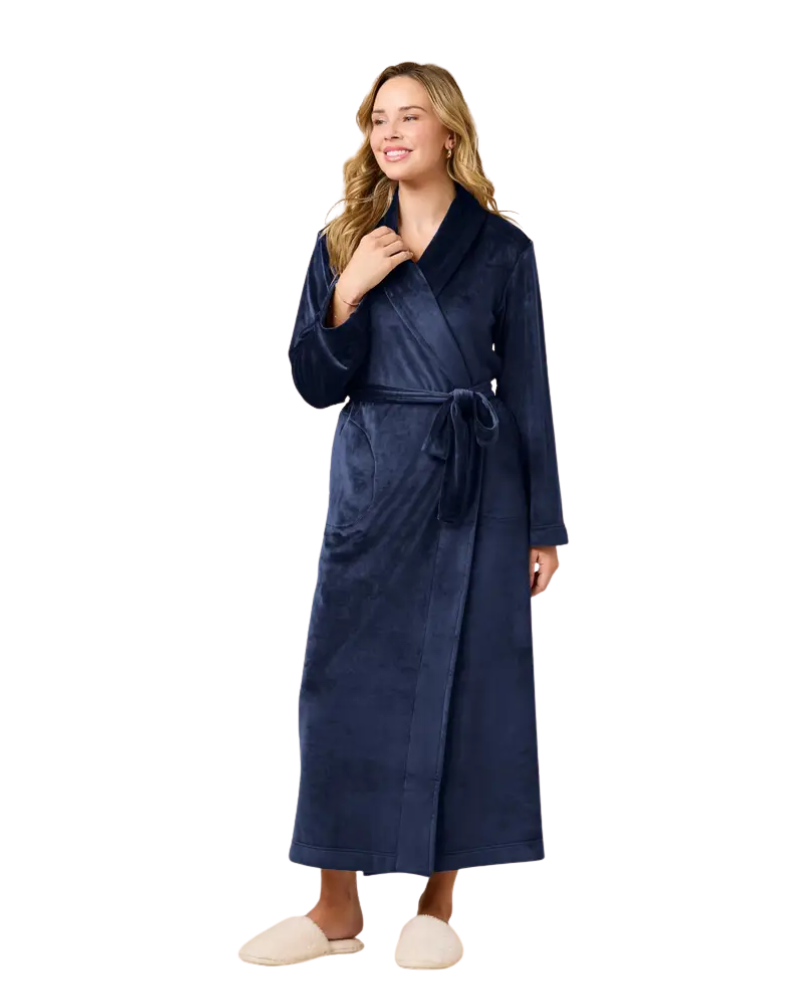Softies Midnight Serenity Soft Luxe Wrap Robe with Set In Waist