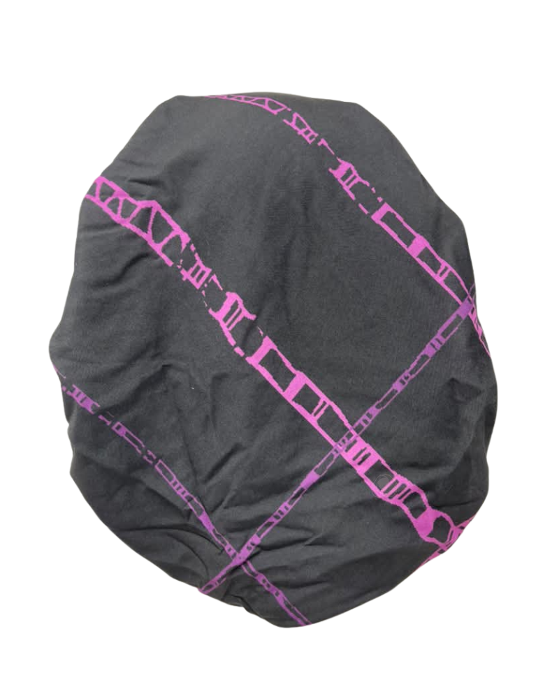 Lizi Headwear Plum Grid Adjustable Pre-Tied Bandanna with Velvet Grip