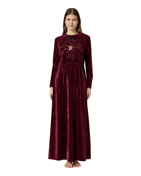 Pen-ky Pink Lilly Bordeaux Velour Nursing Nightgown