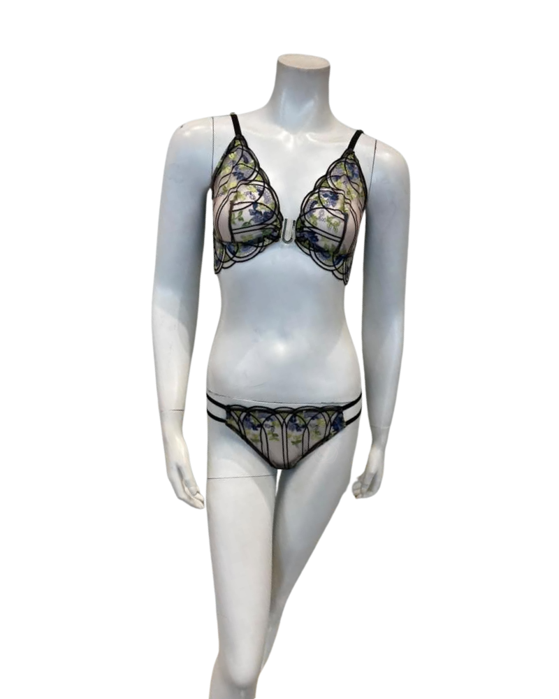 Cosabella Black/Neon Viola Virna Curvy Bralette & Bikini Set