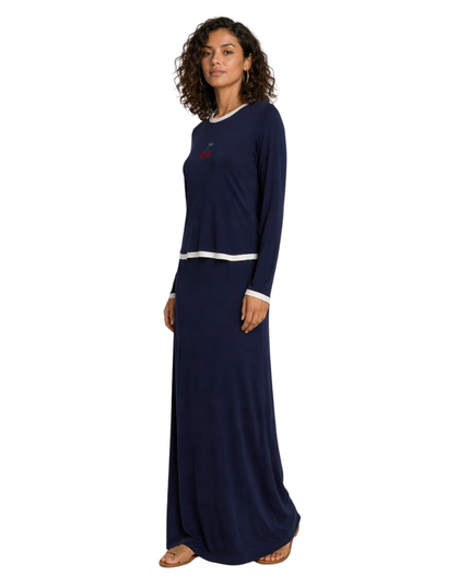 Ellwi Navy Cherry Stones Emblem Cotton Nursing Nightgown