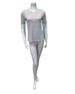Oh! Zuza Beige V Neck Modal Short Sleeves with Leggings Pajamas Set