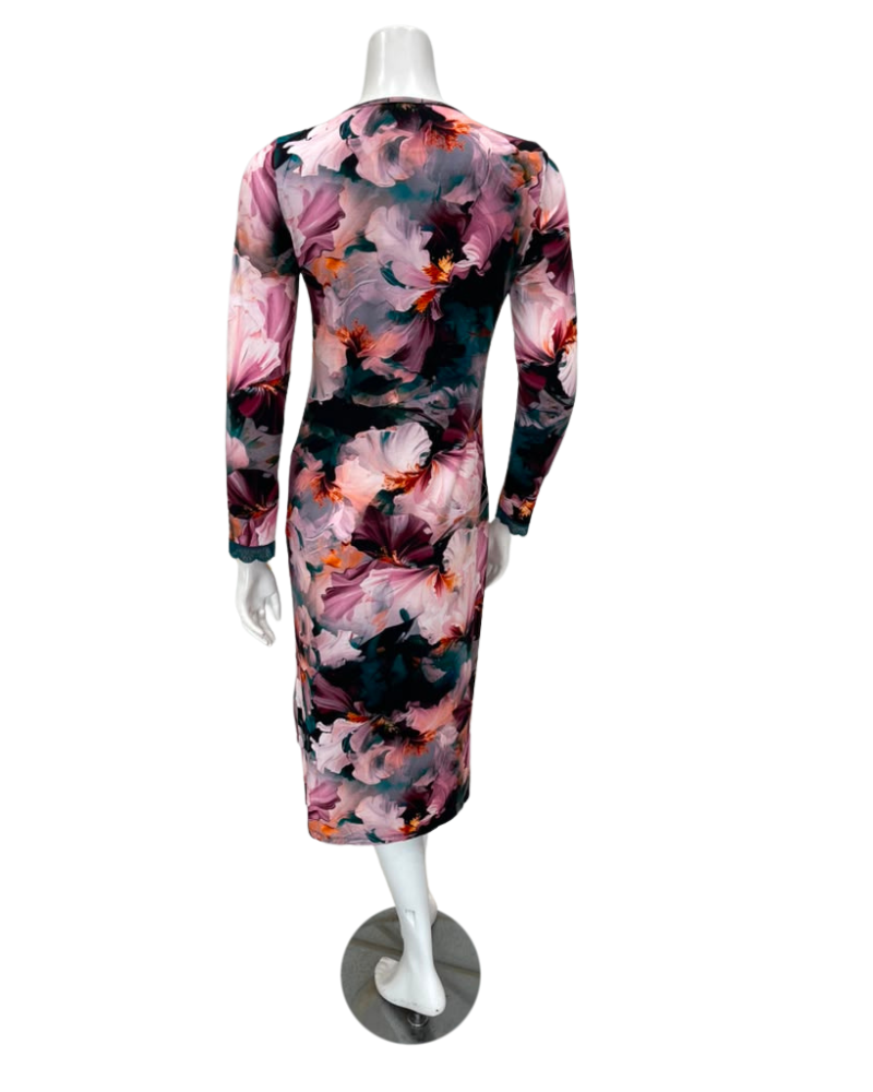 Oh! Zuza Deep Green Floral Long Sleeve Modal Button Down Nightshirt