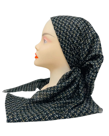 Revaz Black Mini Shapes Pre-Tied Bandanna with Velvet Grip