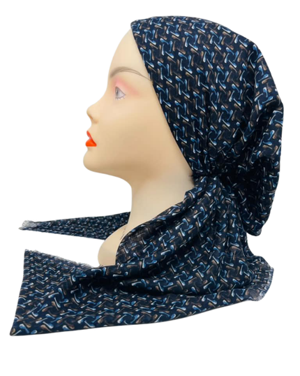 Revaz Navy Mini Shapes Pre-Tied Bandanna with Velvet Grip