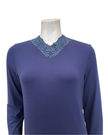 Pen-ky Navy Lace Neck Modal Pull On Nightgown