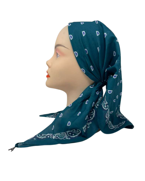 Ahead VT3133 Teal Heritage Versatile Short Tails Adjustable Open Back Pre-Tied Bandanna